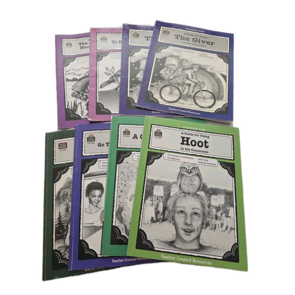 Literature Unit Teacher Created Materials Guide Book Lot Of 8 Homeschool Tutor